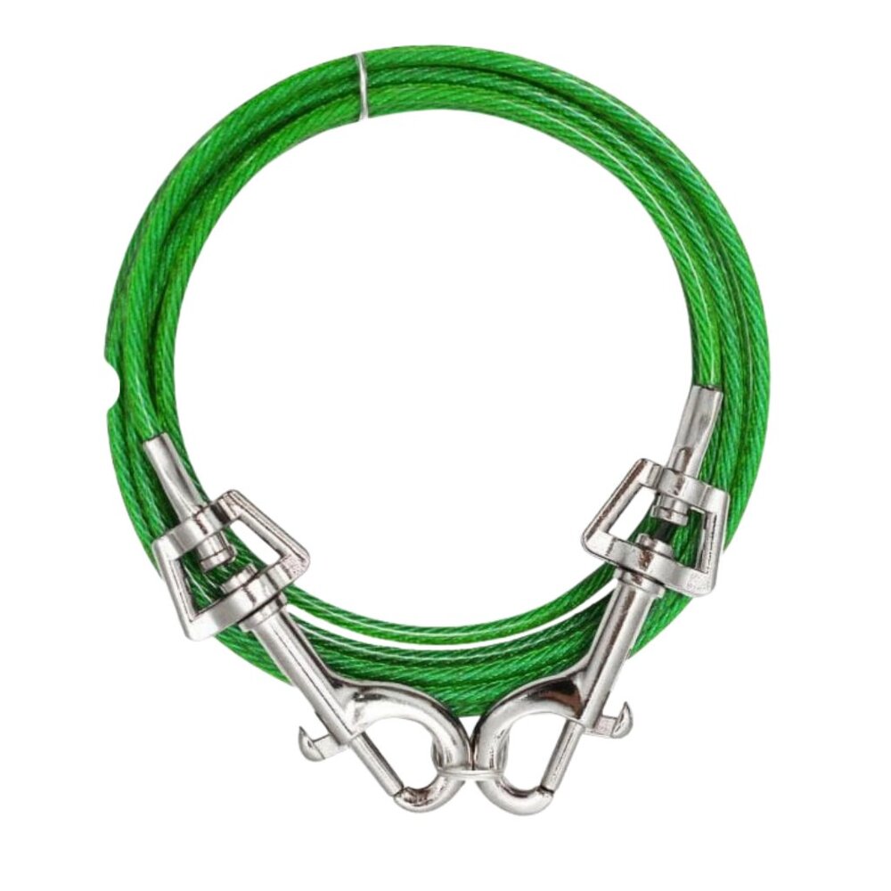 Small Dog Tie Out Vinyl Coated Twin Swivel Outdoor Cable Restraint 12 Feet - Picture 3 of 5